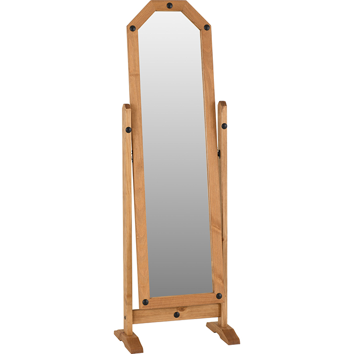 Corona Cheval Mirror With Distressed Waxed Pine Frame - Click Image to Close
